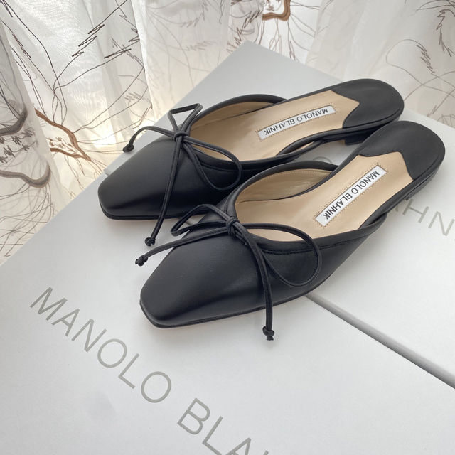 残り１【新品】Manolo Blahnik バレエ ミュール ブラック 36.5