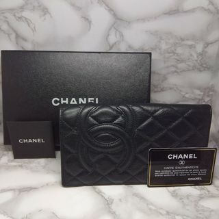 シャネル(CHANEL)の□極美品□シャネル  カンボンライン 二つ折り長財布 シワ加工(財布)