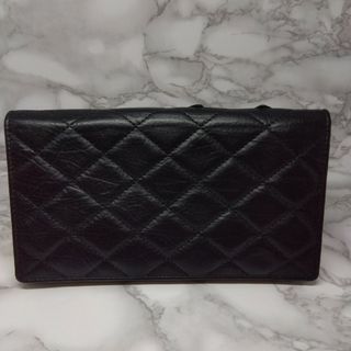 サイズ交換対象外 □極美品□シャネル カンボンライン 二つ折り長財布