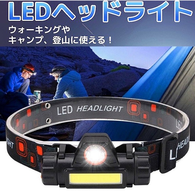 LEDヘッドライトランプ USB充電式屋外キャンプ サイクリング　登山 スポーツ/アウトドアのアウトドア(ライト/ランタン)の商品写真