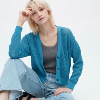 ユニクロ(UNIQLO)のユニクロ メッシュショートカーディガン（長袖）(カーディガン)