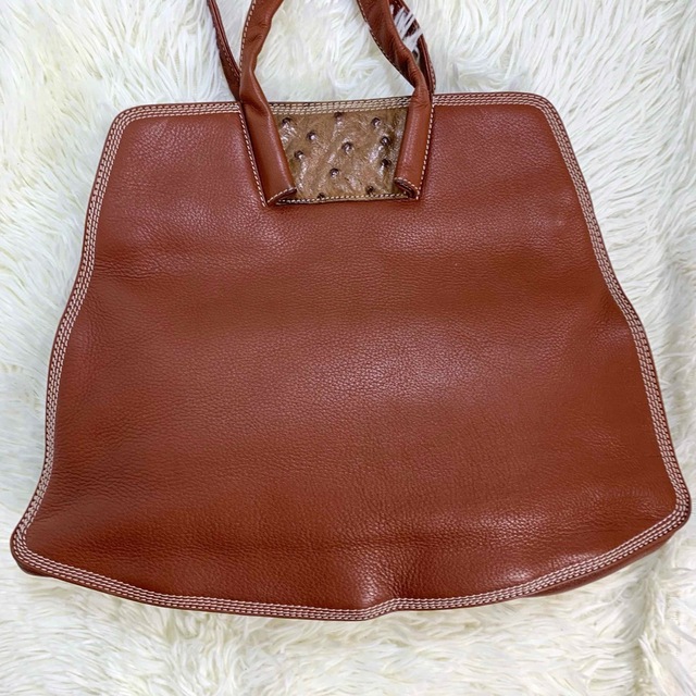 美品✨LOEWE ショルダーバッグ トートバッグ 肩がけ ロゴ オーストリッチ