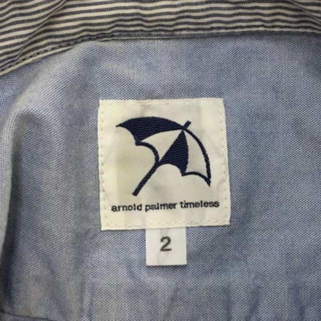 Arnold Palmer(アーノルドパーマー)のアーノルドパーマー シャツ ボタンダウン 刺繍 無地 長袖 2 水色 レディースのトップス(シャツ/ブラウス(長袖/七分))の商品写真