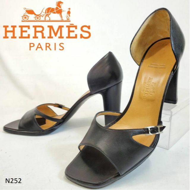 Hermes - N252 HERMES エルメス ハイヒール Hロゴ オープントゥ 35.5の