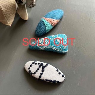 ⑥3ミナペルホネン ハンドメイド パッチンピン3個組 ヘアアクセサリー