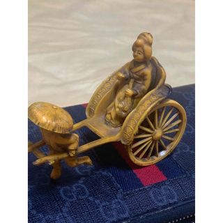 当時物 ★★芸者 舞妓 人力車 縁起物 !! 根付 昭和 土産物 おみやげ(置物)