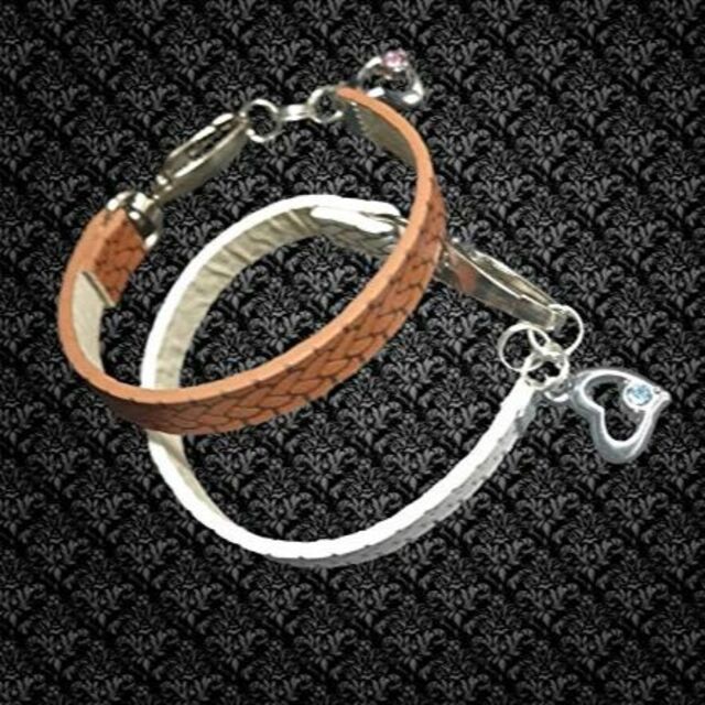 オープンハート ペア ブレスレット 簡単脱着フック アクセサリー ホワイト &