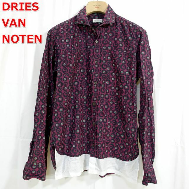 DRIES VAN NOTEN(ドリスヴァンノッテン)の【良品】ドリスヴァンノッテン　白地切替柄シャツ　DRIES VAN NOTEN メンズのトップス(シャツ)の商品写真