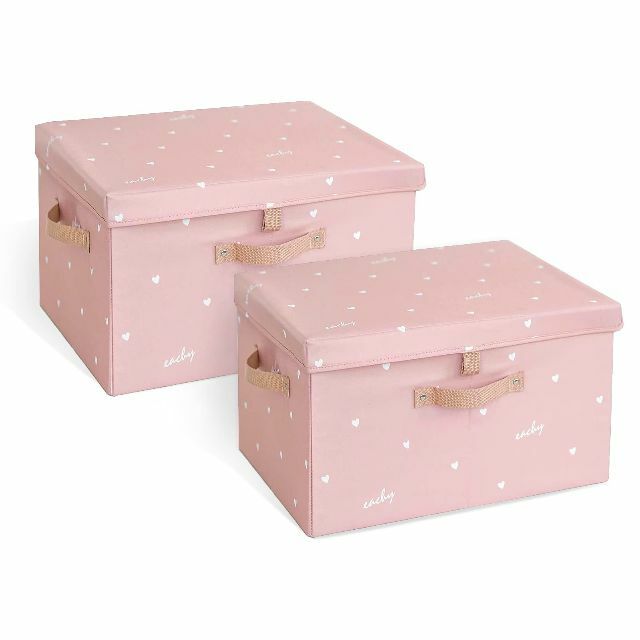【色: ピンク 2個】収納ボックス 収納ケース ふた付き 衣類収納 折りたたみ