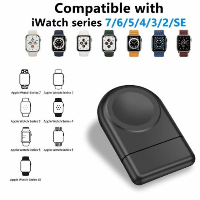 Apple(アップル)のApple Watch用ワイヤレス充電器　Typec専用　新品　ブラック スマホ/家電/カメラのスマートフォン/携帯電話(バッテリー/充電器)の商品写真