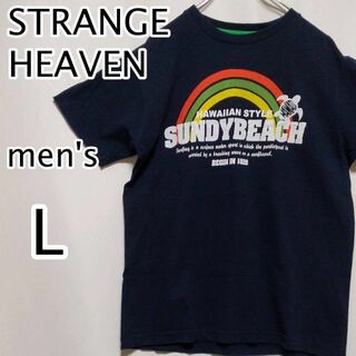 STRANGE HEAVEN　メンズ　Tシャツ　半袖　ブラック　虹　L(Tシャツ(半袖/袖なし))