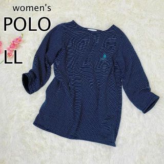 POLO ポロ　レディース　ナイトウェア　パジャマ　７部袖　ネイビー　ボーダー(Tシャツ(長袖/七分))