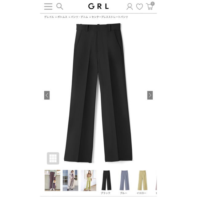 GRL(グレイル)のGRL グレイル　センタープレス　ストレートパンツ　ブラック　Ｌサイズ　新品 レディースのパンツ(その他)の商品写真