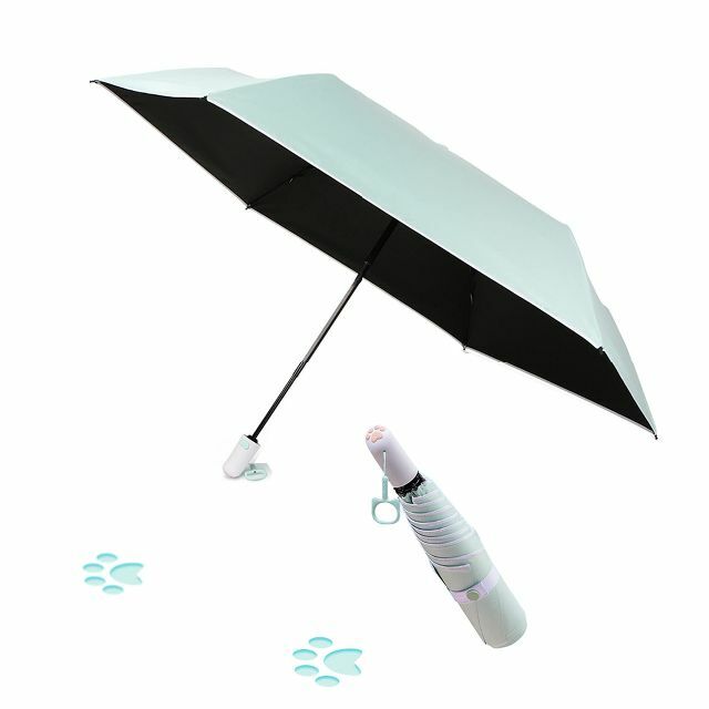 【色: 青】Honsheng 猫の足傘 日傘 折りたたみ傘 uvカット 遮光 自