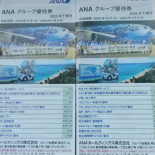 ANA 株主優待 3枚 2022/12/1〜2023/11/30