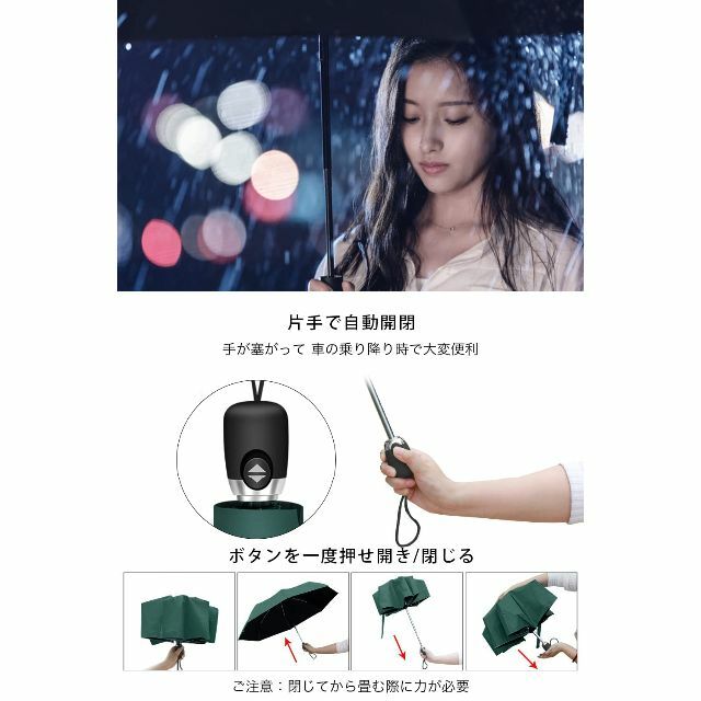 【色: グリーン】日傘 UVカット 遮光・遮熱 UPF50+ 折り畳み日傘 ワン 6