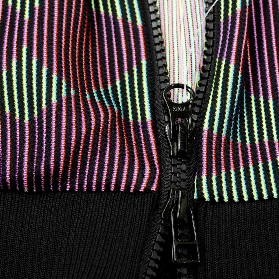 ミー イッセイミヤケ me ISSEY MIYAKE 2020年春夏 ポリエステル 半袖ジップアップブルゾン 蛍光グリーンxパープル【サイズ表記なし(M位)】【レディース】 me ISSEY MIYAKE ブルゾン