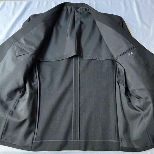 美品 上質ウール ヴィンテージ ダブル セットアップ スーツ ブラック 3