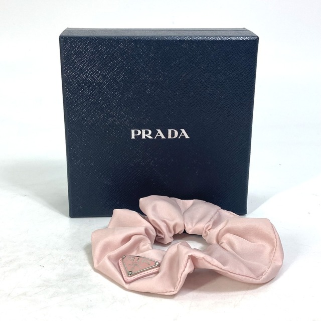 プラダ PRADA Re Nylon ヘアアクセサリー ヘアゴム トライアングルロゴ 三角ロゴ シュシュ ナイロン ピンク 美品