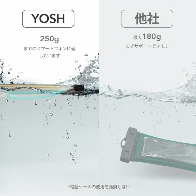 魅了 YOSH 2枚セット水に浮く スマホ 防水ケース フローティング IPX8認定 エアーバッグ搭載 最大7.5インチ対応 お風呂用 TPU ス 