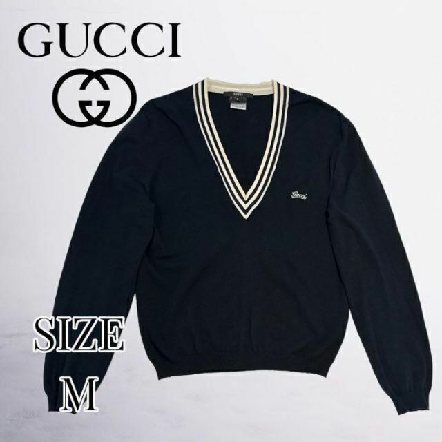 超歓迎低価】 Gucci ❤️GUCCI❤️グッチ Vネックセーター M ネイビーの通販 by DAMRAT ｜グッチならラクマ 