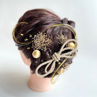 水引き　金箔　ゴールドかすみ草　ゴールドコード　髪飾り(ヘアアクセサリー)