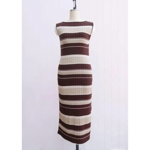 herlipt Cotton Striped Ribbed Knit Dress