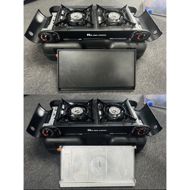 新型カセットストーブ コンロ強火力2.5kW×2 強火力防風 ガスボンベ式 2連