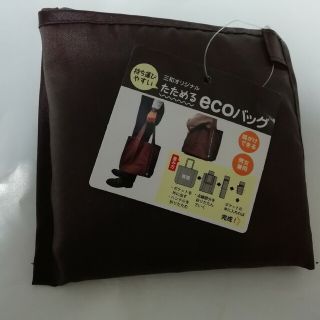 色ムラなし　こげ茶色　収納ケース付きエコバッグ　ポケット付きエコバッグ　ブラウン(エコバッグ)