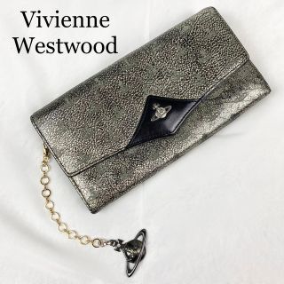 ヴィヴィアンウエストウッド(Vivienne Westwood)の希少✨ヴィヴィアンウエストウッド　長財布　レザー　オーブ柄　ガマ口　チャーム付き(財布)