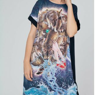 グラニフ(Design Tshirts Store graniph)の新品未使用！グラニフ 鴻池朋子 シリウスの曳航 ワンピース レディース(ひざ丈ワンピース)