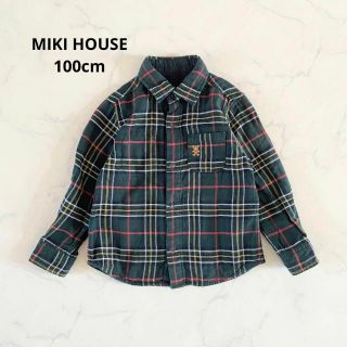 ミキハウス(mikihouse)の【美品】100cm ミキハウス リバーシブル 長袖シャツ チェック柄シャツ(ブラウス)