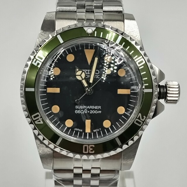 新品カスタムSEIKOMOD 39.5mm緑サブビンテージNH35機械式 メンズの時計(腕時計(アナログ))の商品写真