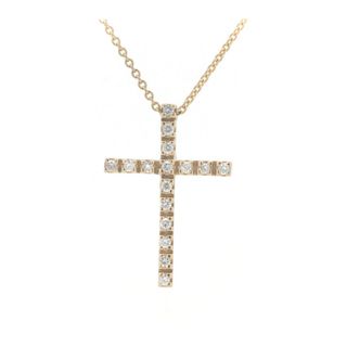 スタージュエリー(STAR JEWELRY)の目立った傷や汚れなし スタージュエリー ダイヤモンド クロス ネックレス 0.16ct K18YG(18金 イエローゴールド)(ネックレス)