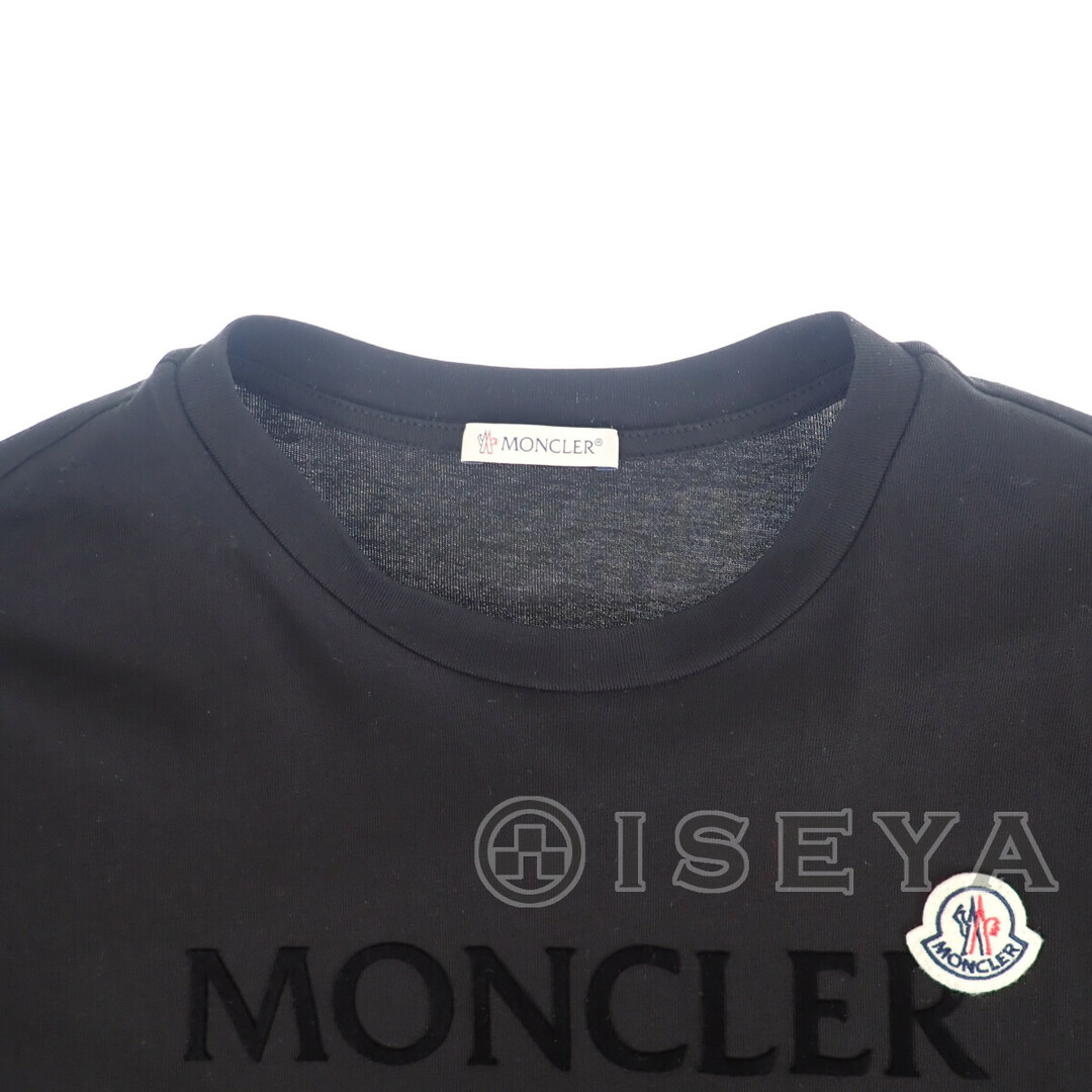 【Aランク】Moncler モンクレール ロゴワッペン半袖Tシャツ トップス H20918C00025 8390T コットン100％ ブラック Mサイズ メンズ【ISEYA】 3