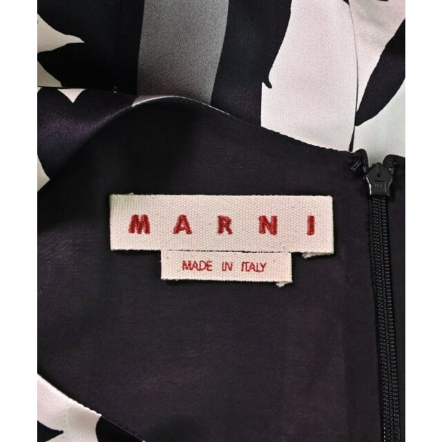 MARNI マルニ ワンピース 40(M位) 白x黒(花柄)