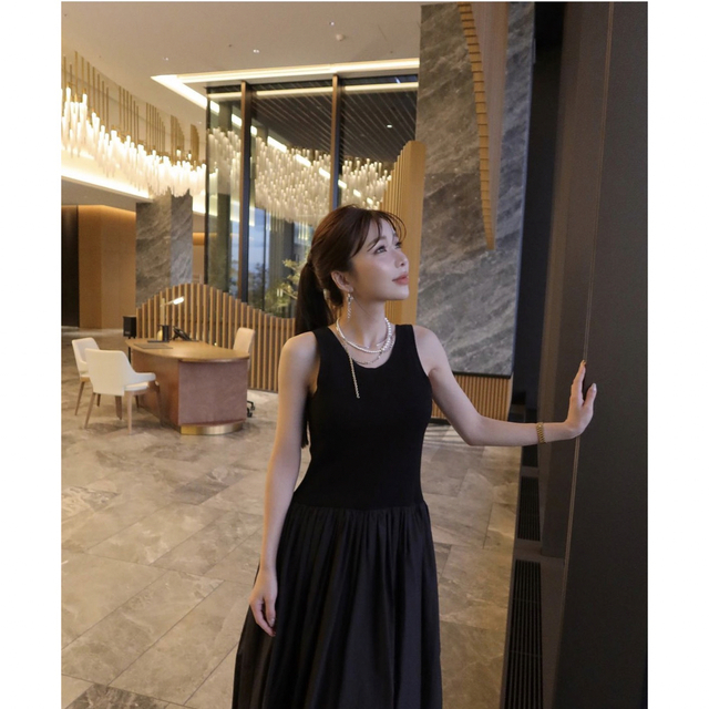 ポリエステル100%別布jose moon OPENBACKCOMBINATION KNIT DRESS