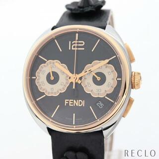 フェンディ(FENDI)のフラワーランド レディース 腕時計 自動巻き SS レザー ピンクゴールド シルバー ブラック ブラック文字盤(腕時計)