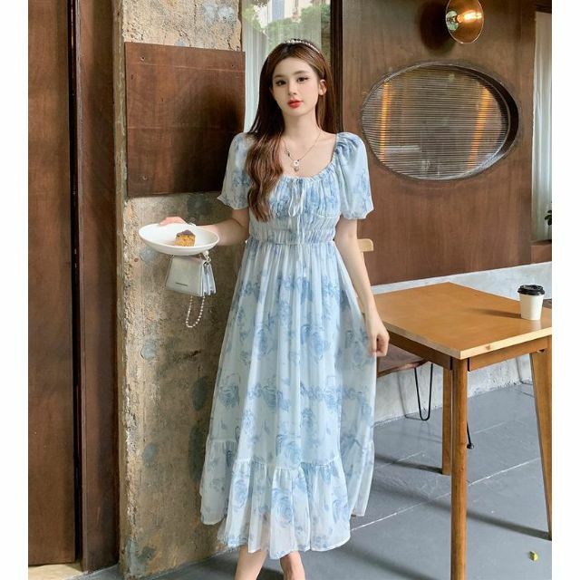 大きいサイズ レディース ワンピース ブルー 春夏 秋 新品 半袖の通販