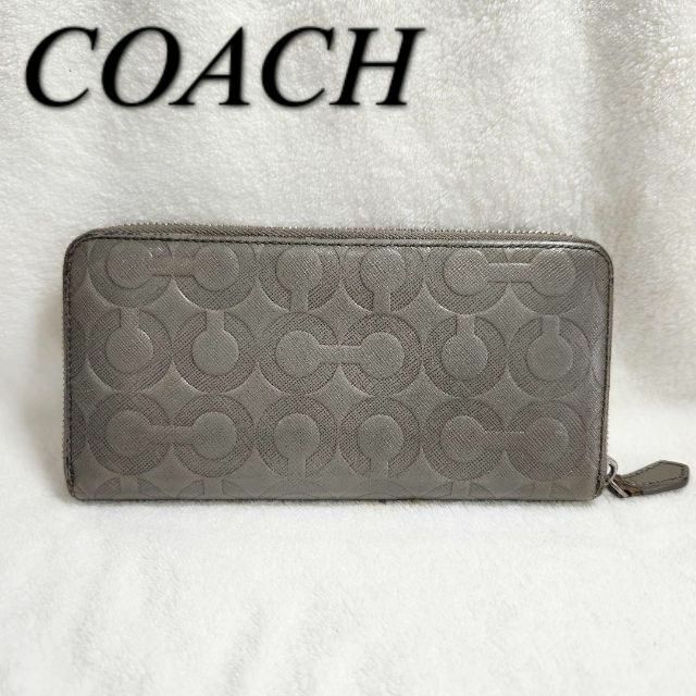 COACH(コーチ)の【コーチ★COACH】　長財布 レザー　グレー　ラウンドジップ レディースのファッション小物(財布)の商品写真