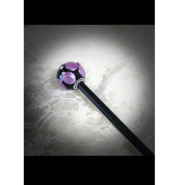 パール紫アジサイのかんざし【樹脂製箸タイプ】ハンドメイド