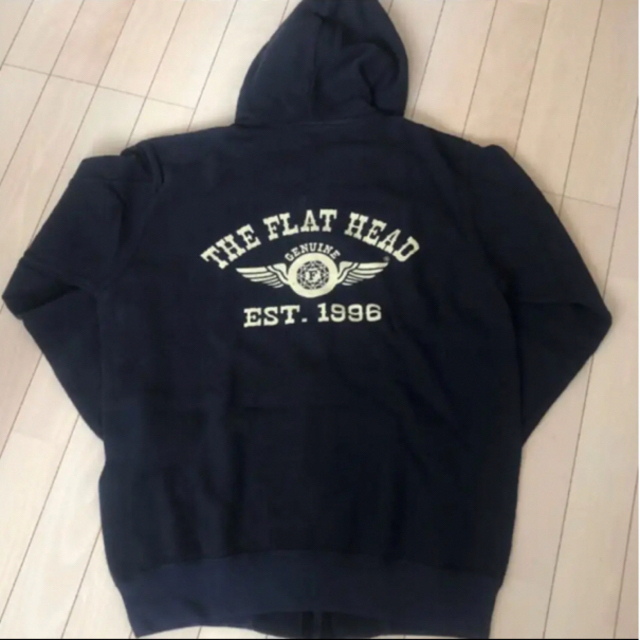 THE FLAT HEAD(フラットヘッド)のスエットパーカー　フルジップ　ネイビー　Lサイズ　used 美品 メンズのトップス(パーカー)の商品写真