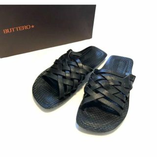 BUTTERO ブッテロ TRAVEL 編み込み レザー サンダル 黒 42