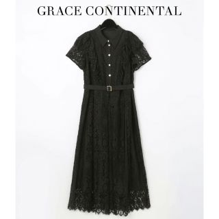 グレースコンチネンタル(GRACE CONTINENTAL)のグレースコンチネンタル　フリルレースワンピース　ブラック(ロングワンピース/マキシワンピース)