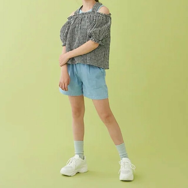 petit main(プティマイン)のpetit main　ベーシックショートパンツ　サックス　140cm キッズ/ベビー/マタニティのキッズ服女の子用(90cm~)(パンツ/スパッツ)の商品写真