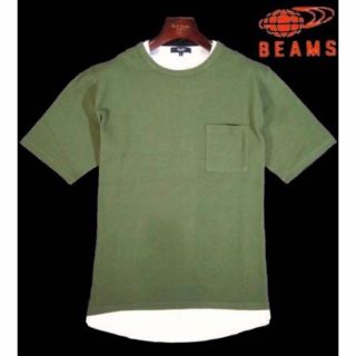 ビームス(BEAMS)の【BEAMS/ビームス】フェイクレイヤード 半袖Tシャツ ・オリーブグリーンXL(Tシャツ/カットソー(半袖/袖なし))