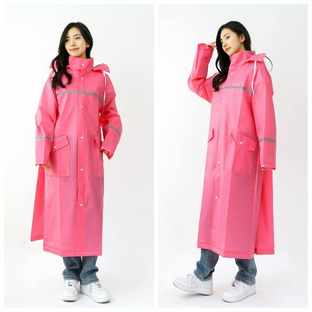 【色: ピンク】レインコート レインポンチョ 自転車用 バイク用 カッパ 雨具