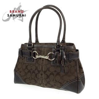 コーチ(COACH)のCOACH コーチ シグネチャー ブラウン 茶 シルバー金具 キャンバス /レザー トートバッグ ショルダーバッグ レディース 401894 【中古】(トートバッグ)