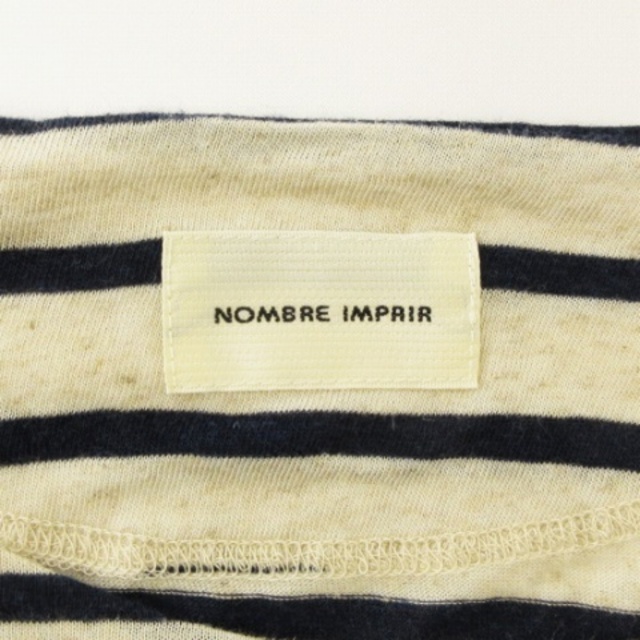 nombre impair(ノンブルアンベール)のノンブルアンペール ワンピース ニット 七分袖 ボーダー ベージュ ネイビー F レディースのワンピース(ミニワンピース)の商品写真