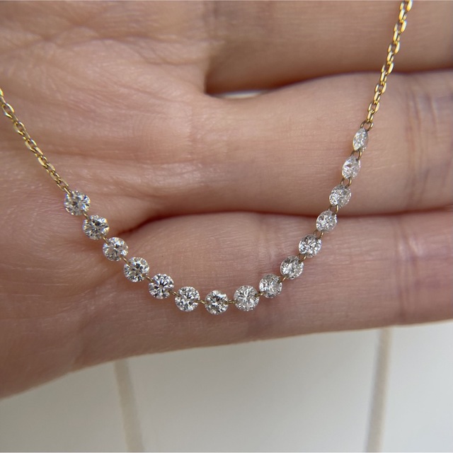 レーザーホールダイヤモンド 計1.00ct ネックレス K18 YG